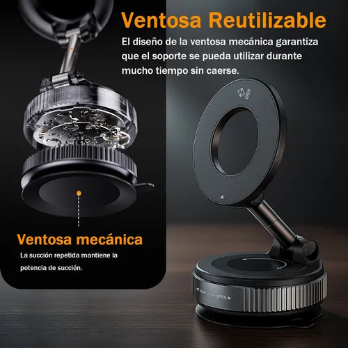 SOPORTE DE TELÉFONO MAGNÉTICO BRACKET PLEGABLE COLOR NEGRO