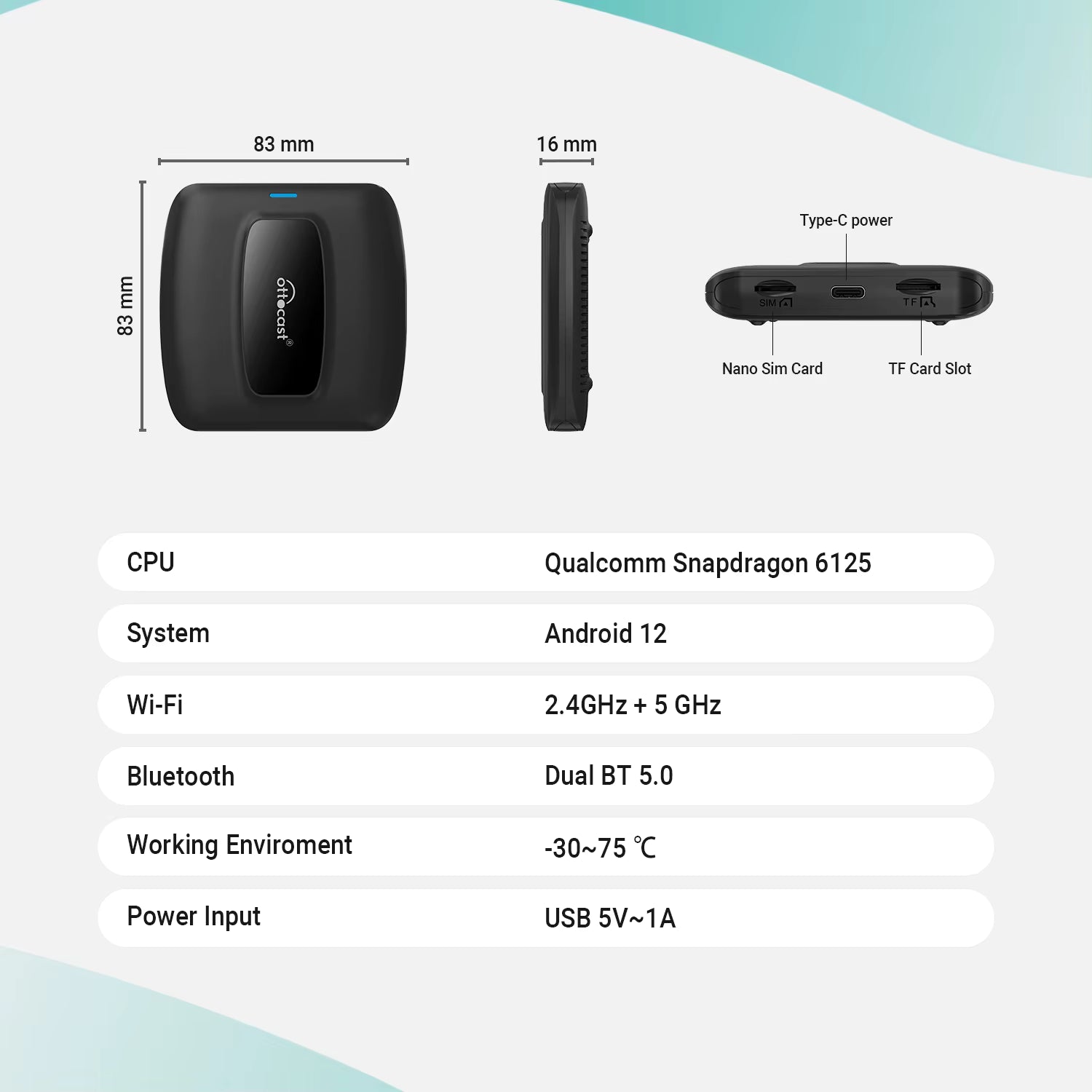 OTTOCAST P3SE 4GB + 64GB ALMACENAMIENTO