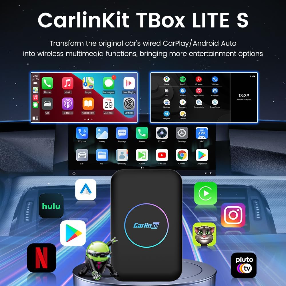 AI BOX CARPLAY CARLINKIT LITE 4+32 GB - VER YOUTUBE NETFLIX